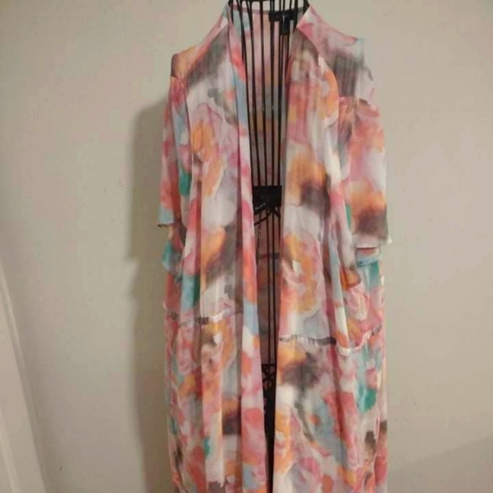 Multicolored sheer robe